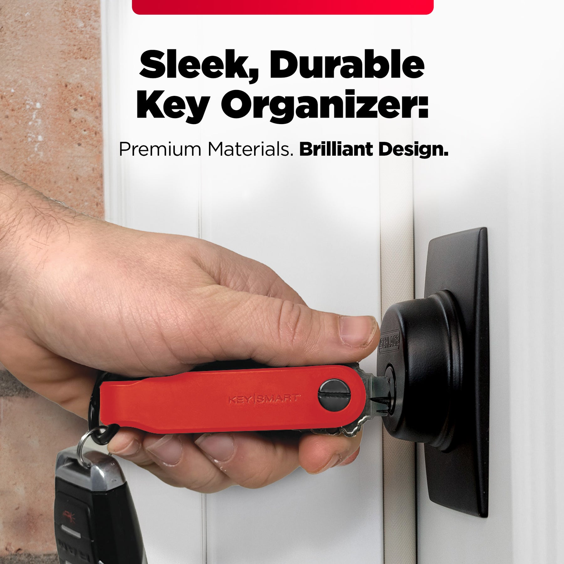 Keysmart® Loop Red | Key Holder With Locking Screws | Organize Up To 5 Keys