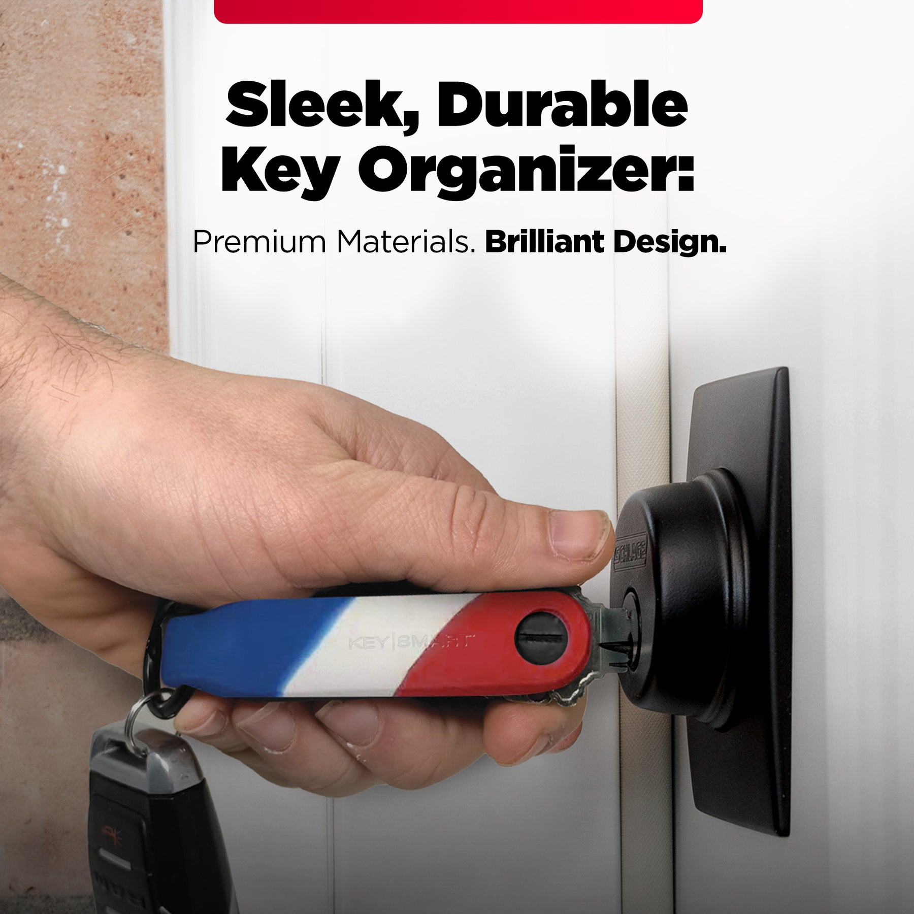 Keysmart® Loop USA Stripes | Key Holder With Locking Screws | Organize Up To 5 Keys