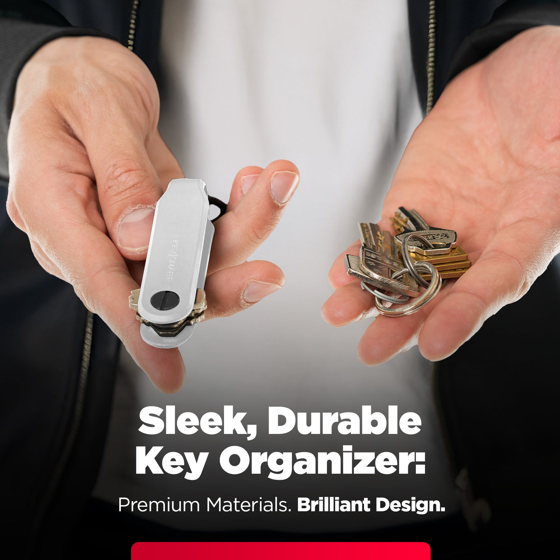 Keysmart® Loop White | Key Holder With Locking Screws | Organize Up To 5 Keys