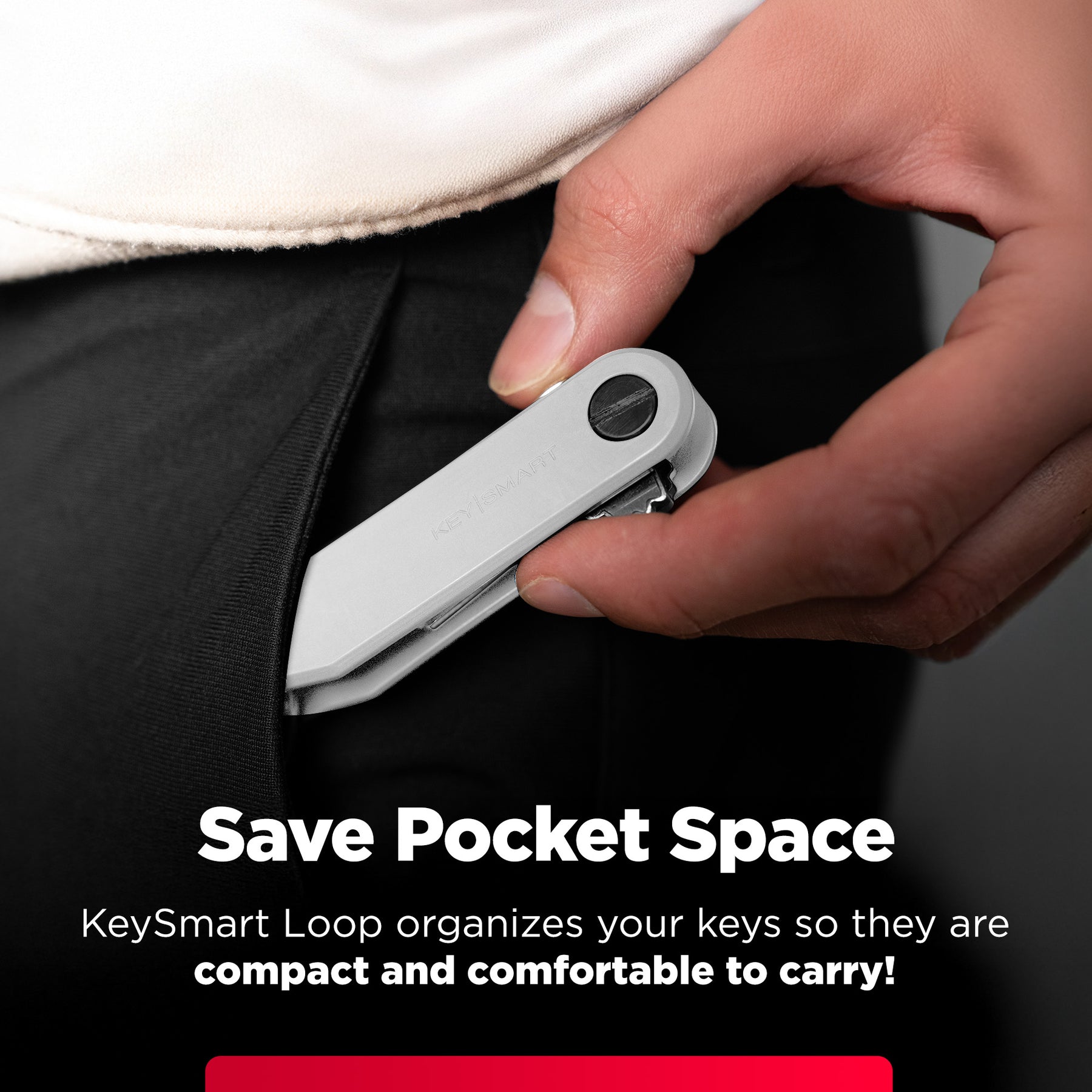 Keysmart® Loop White | Key Holder With Locking Screws | Organize Up To 5 Keys