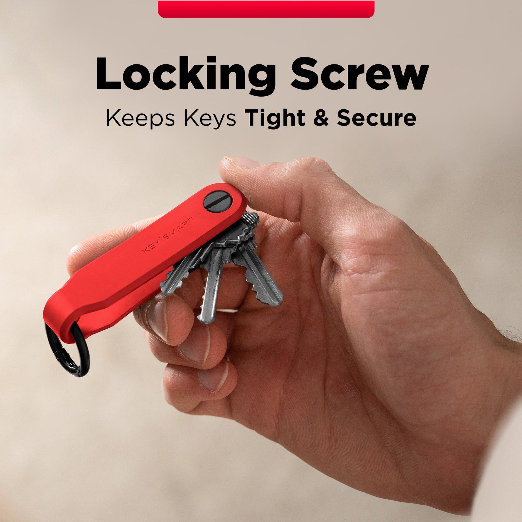 Keysmart® Loop Red | Key Holder With Locking Screws | Organize Up To 5 Keys