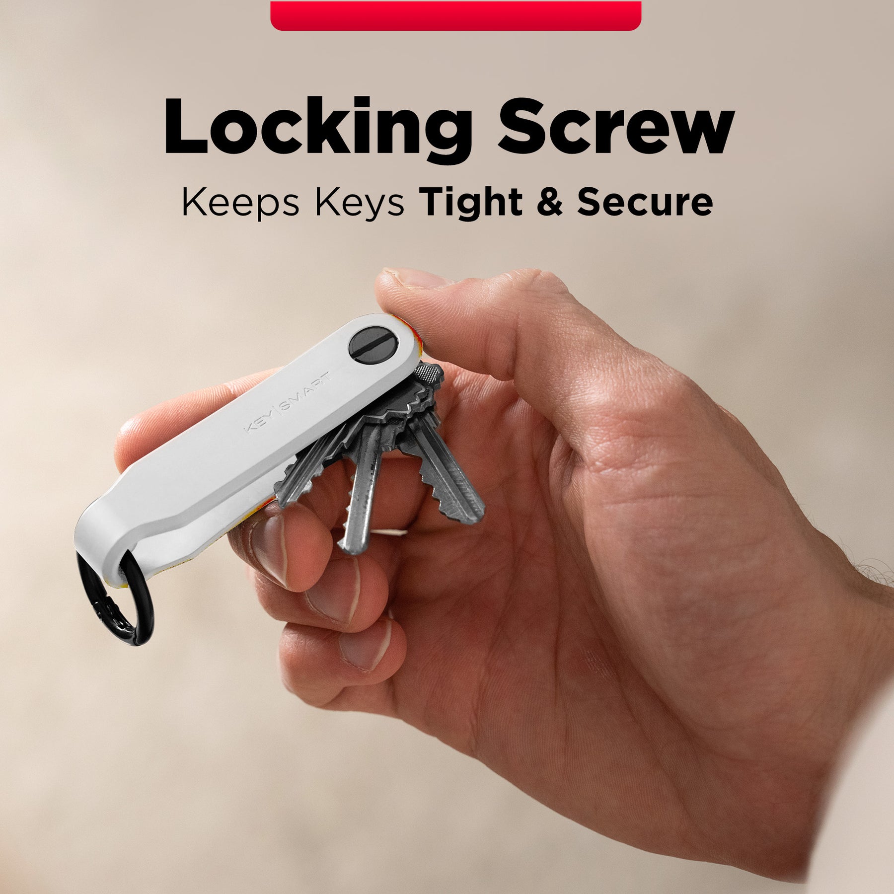 Keysmart® Loop White | Key Holder With Locking Screws | Organize Up To 5 Keys
