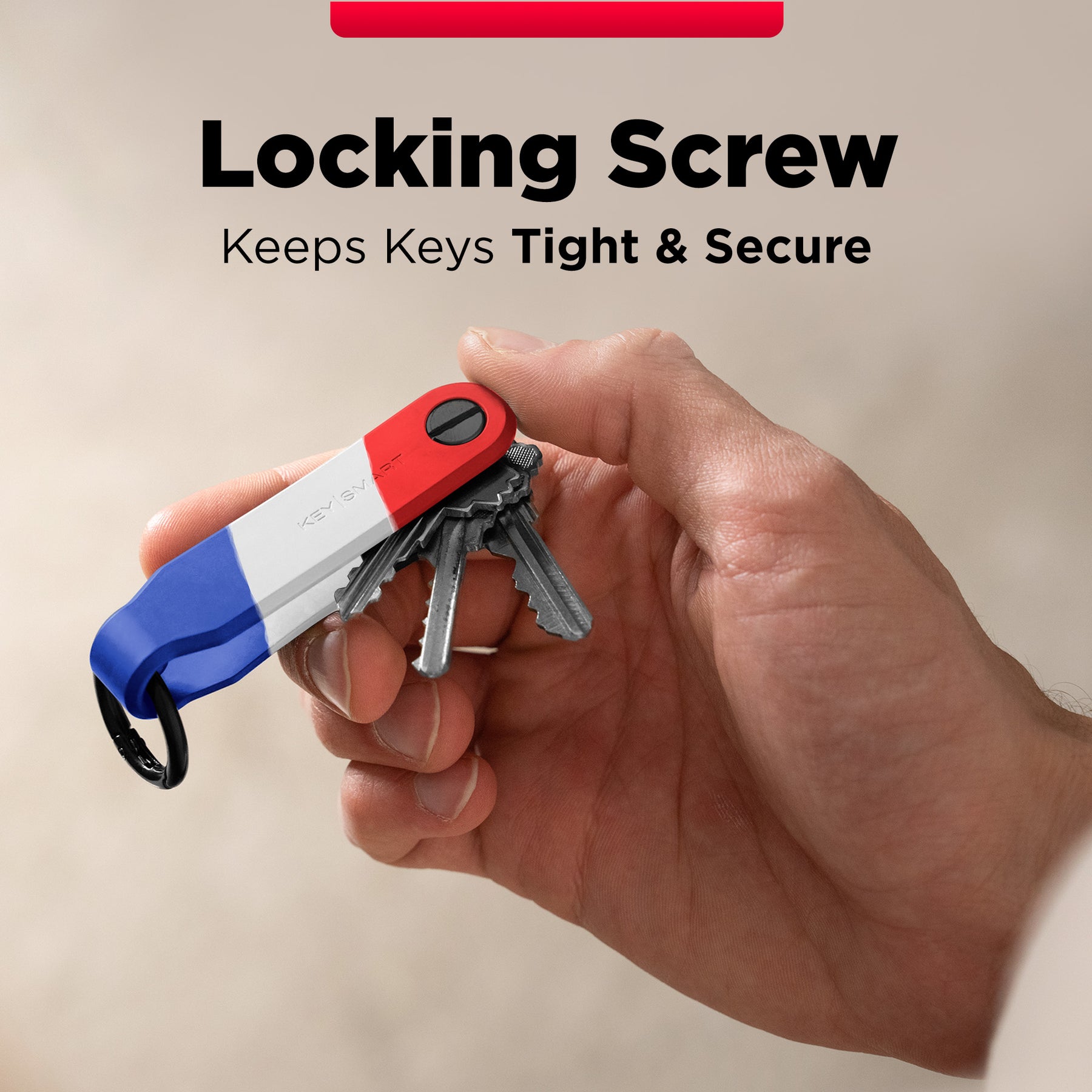 Keysmart® Loop USA Stripes | Key Holder With Locking Screws | Organize Up To 5 Keys