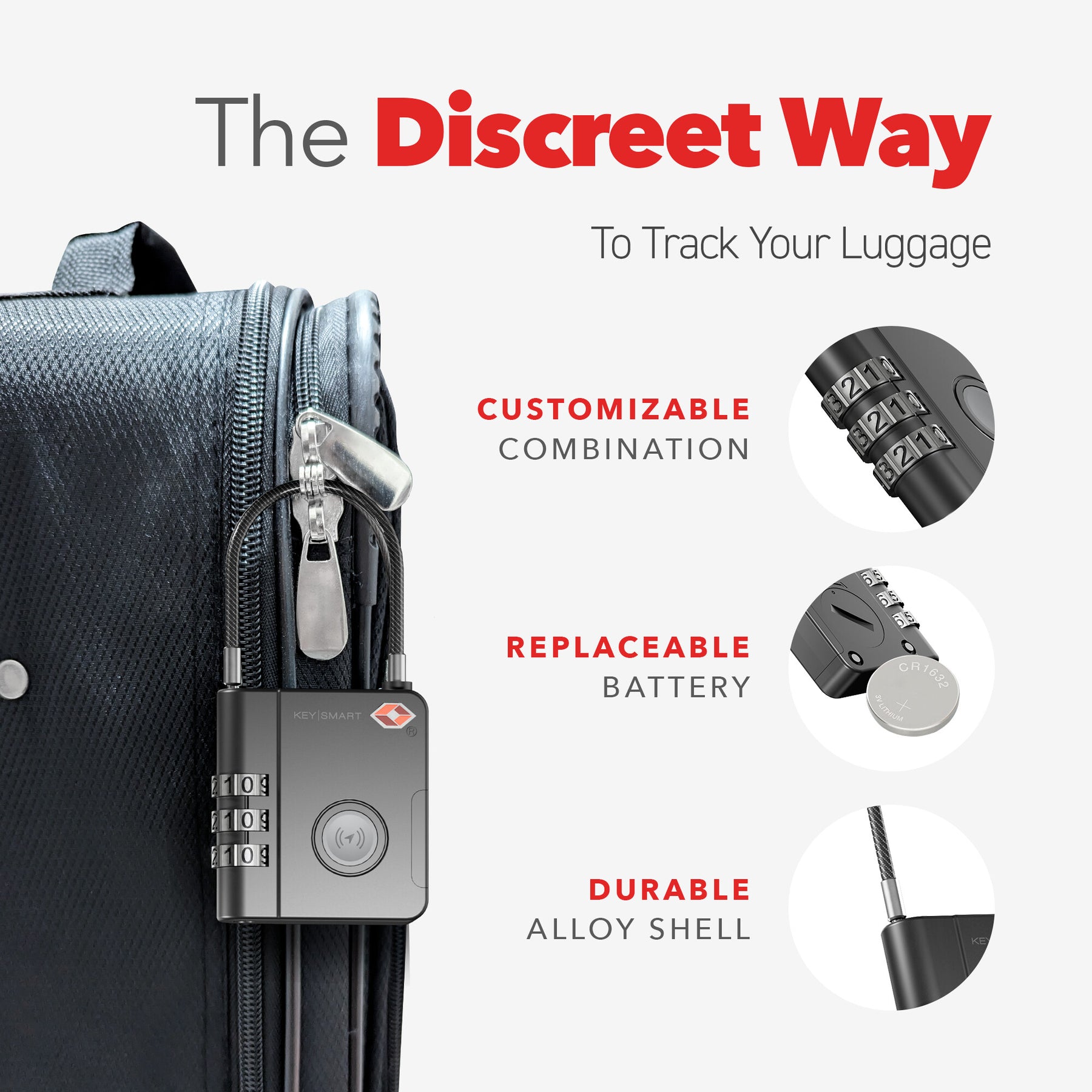 SmartLock Tracking Device | Luggage Lock | Works With Apple Find My App LP3