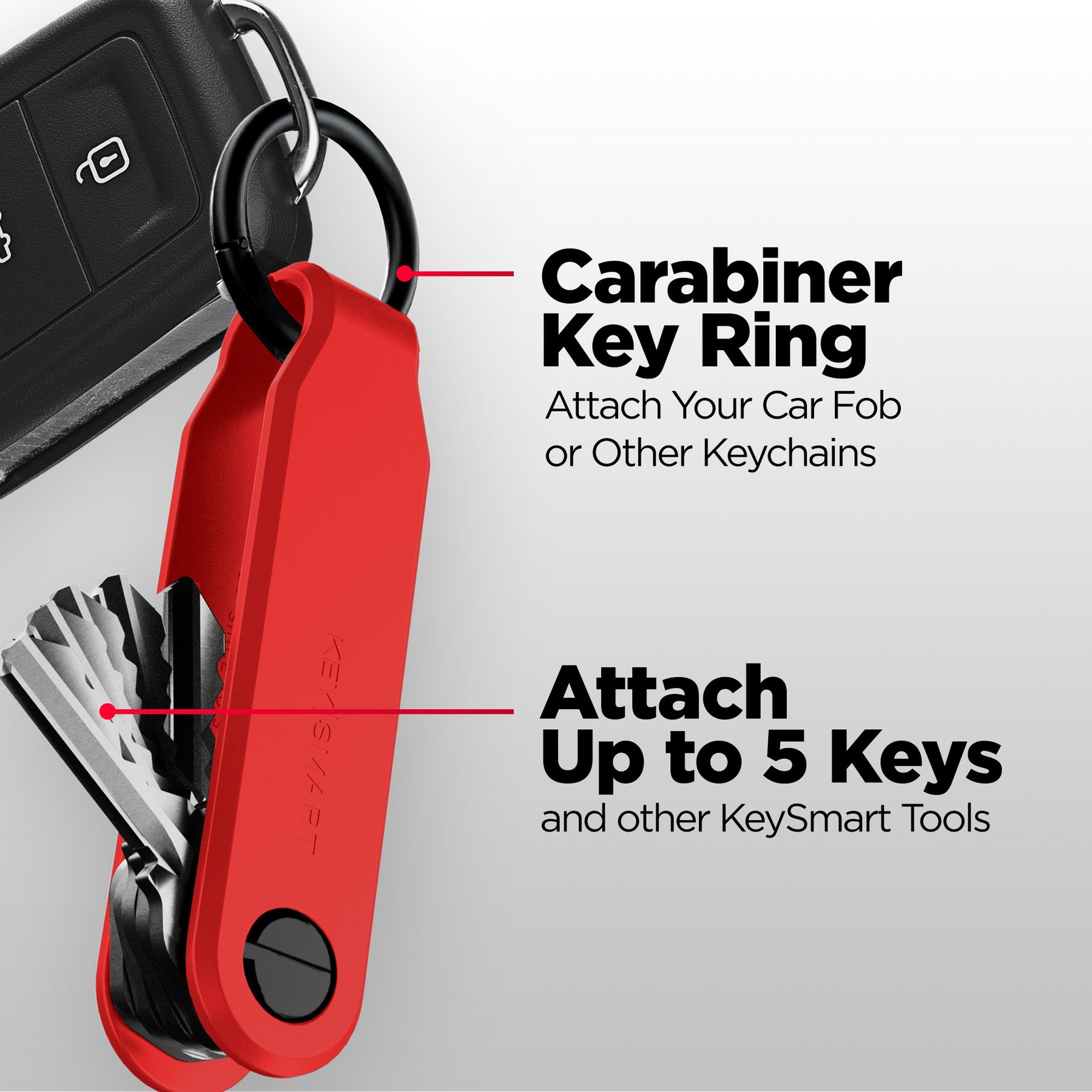 Keysmart® Loop Red | Key Holder With Locking Screws | Organize Up To 5 Keys