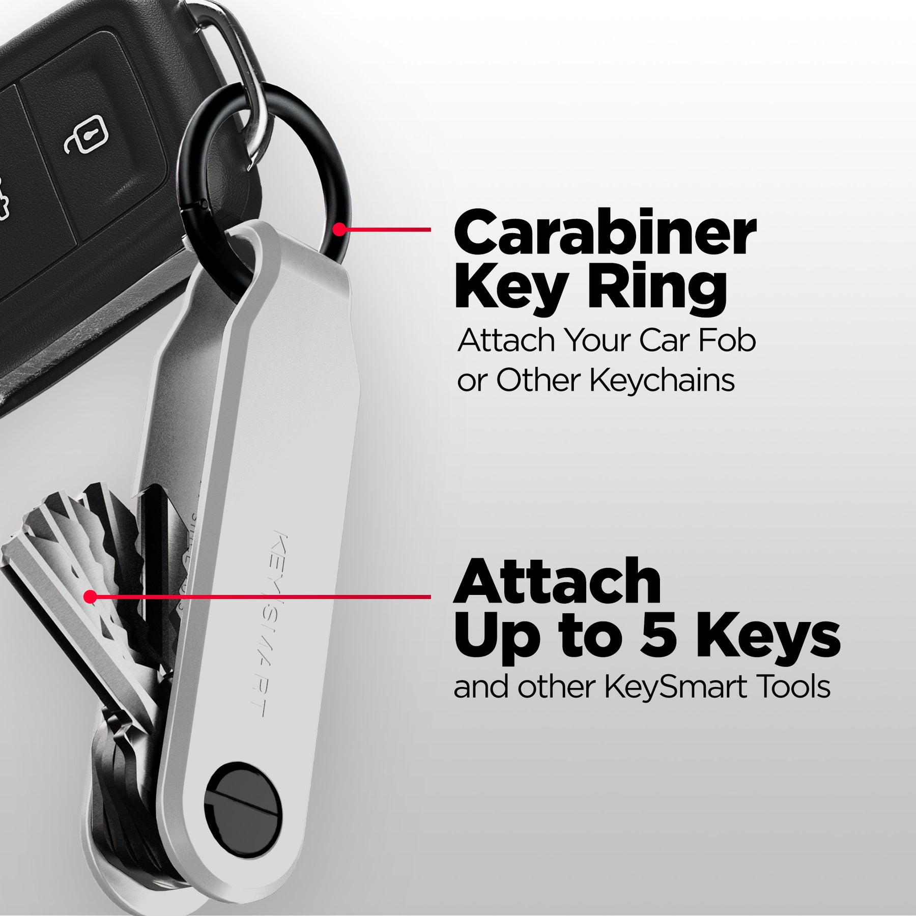 Keysmart® Loop White | Key Holder With Locking Screws | Organize Up To 5 Keys