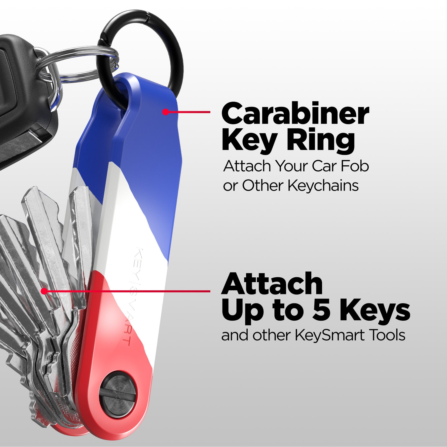 Keysmart® Loop USA Stripes | Key Holder With Locking Screws | Organize Up To 5 Keys