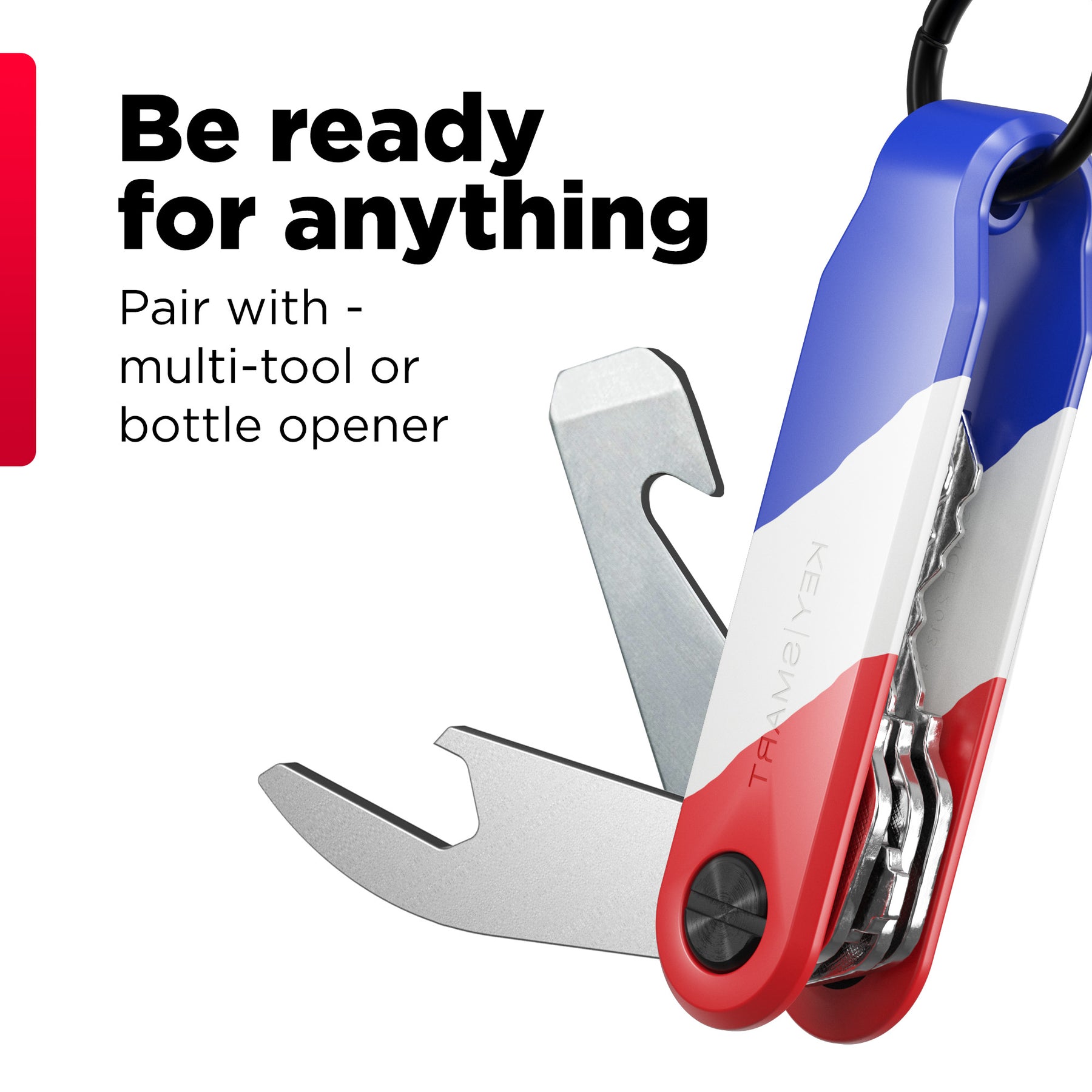 Keysmart® Loop USA Stripes | Key Holder With Locking Screws | Organize Up To 5 Keys