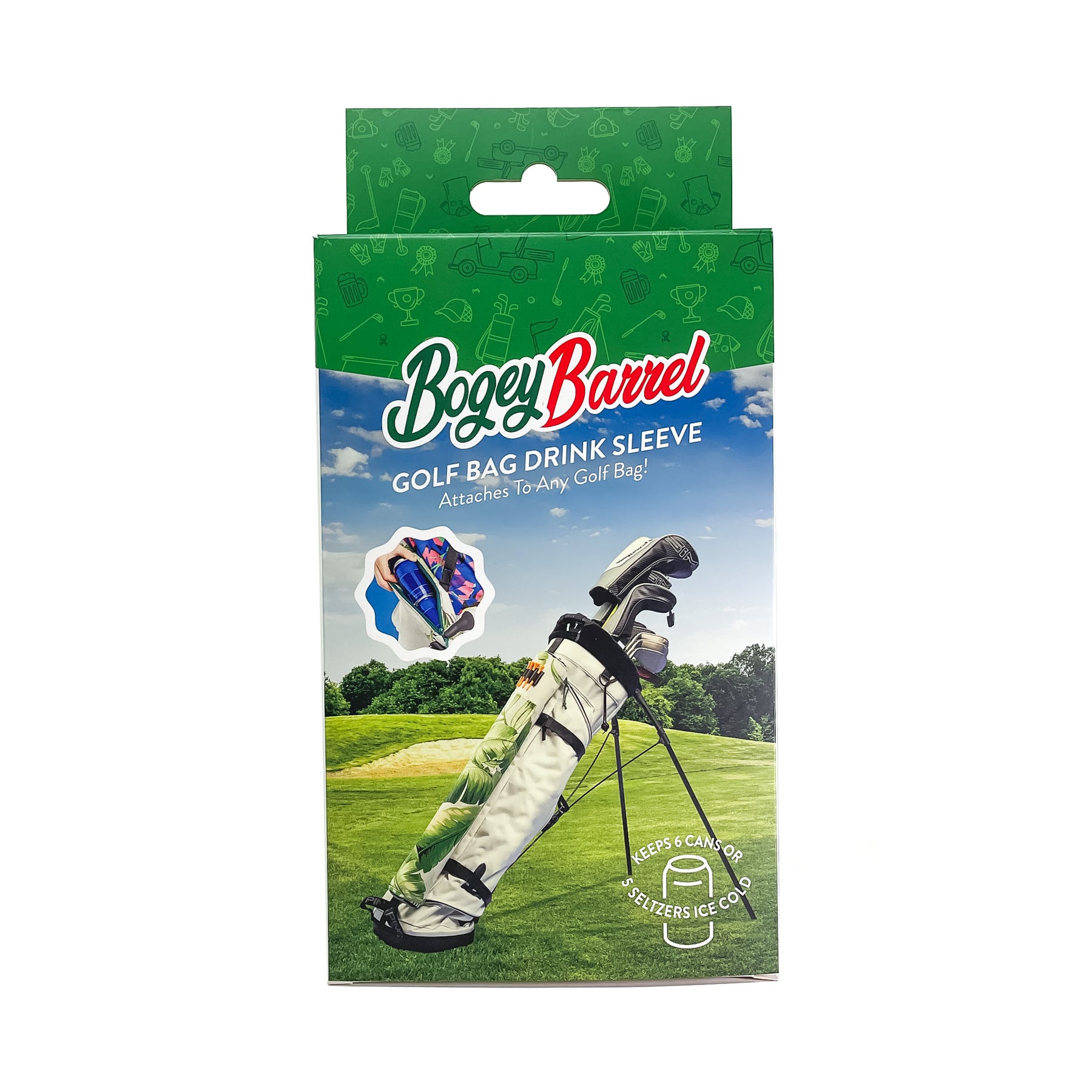 Bogey Barrel Floral | World's 1st Drink Sleeve | Attaches To Any Golf Bag