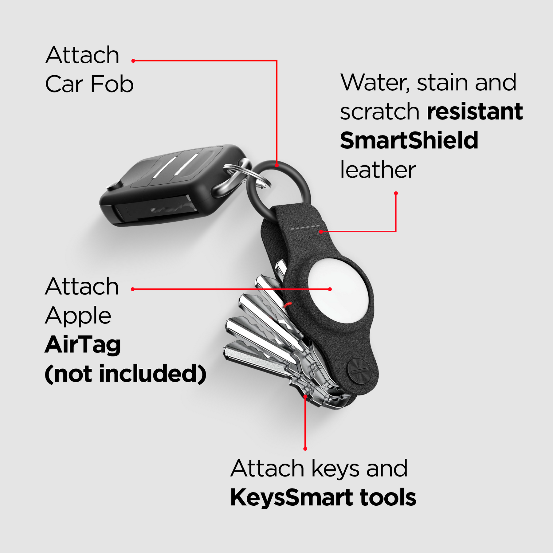 KeySmart® Air | Compatible With Apple Airtag | Organize Up To 5 Keys