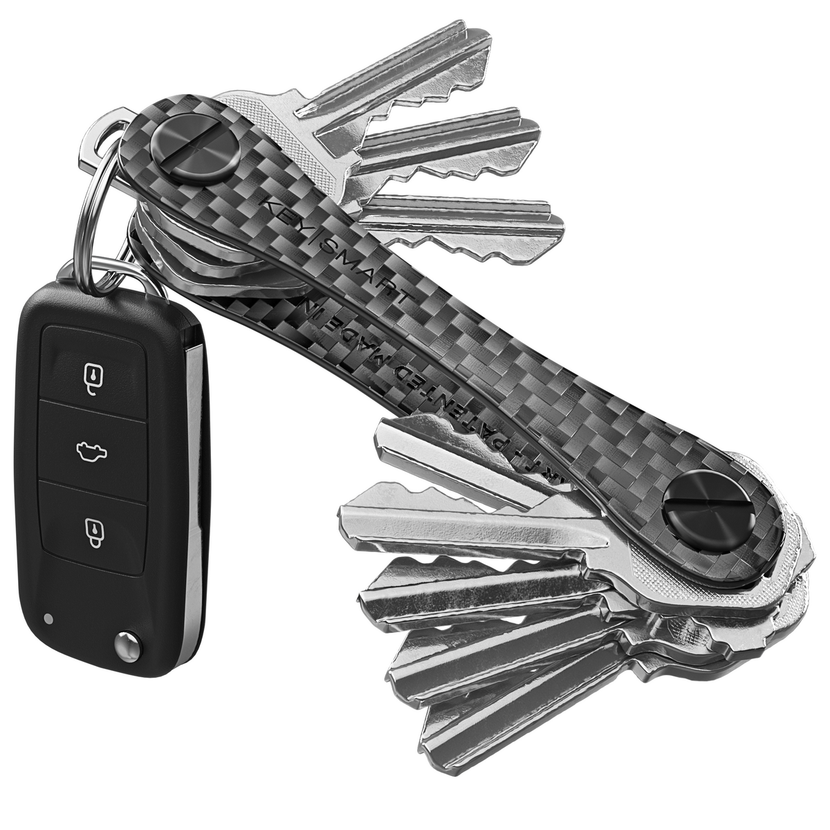 KeySmart® Carbon Fiber 3k | Original Compact Key Organizer | Holds Up To 14 Keys