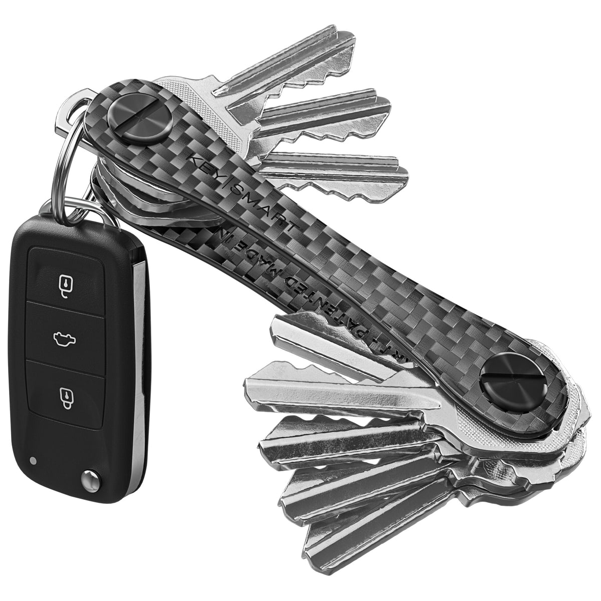 KeySmart Classic Carbon Fiber 3k | Original Compact Key Organizer | Holds Up To 14 Keys
