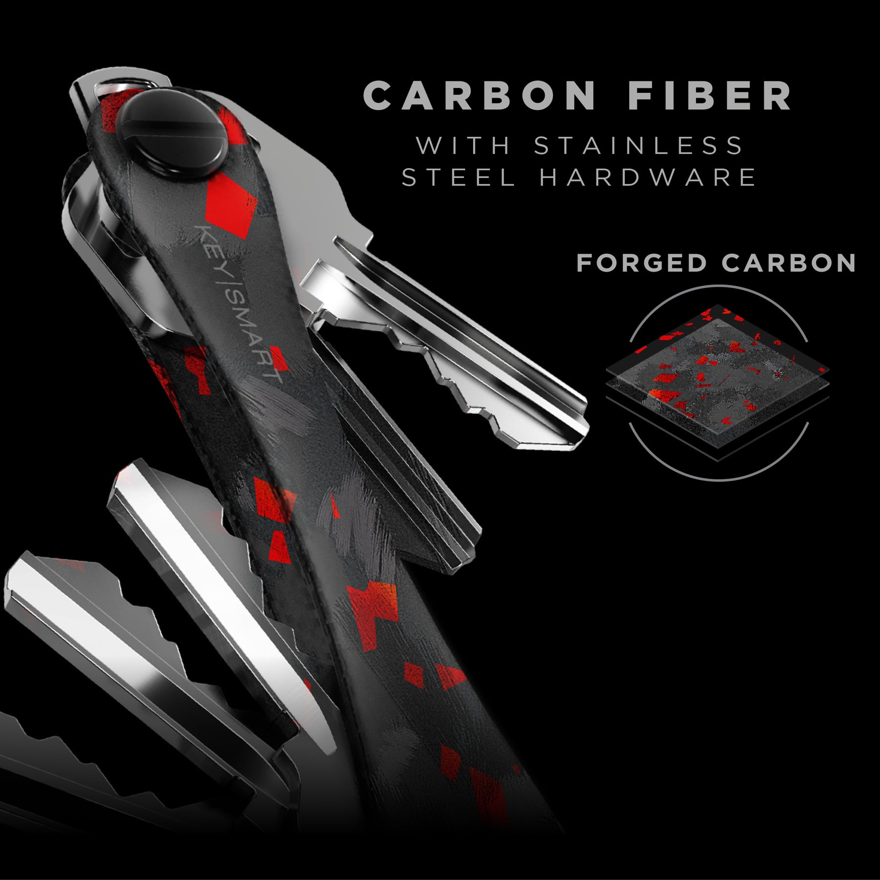 KeySmart Red Forged Carbon