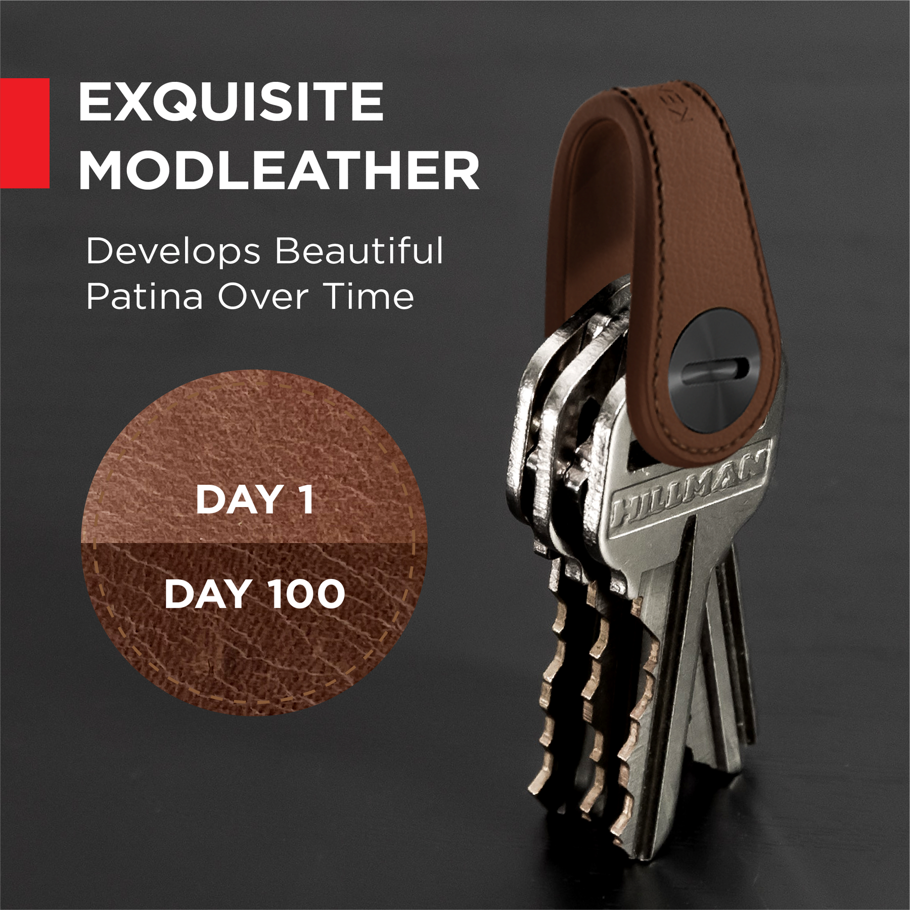 KeySmart® Mini Leather | Holds Up to 5 Keys Plus Car Key Fob | Full-Grain Leather