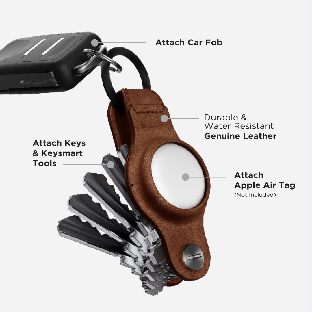 KeySmart® Air Leather | Compatible With Apple Airtag | Organize Up To 5 Keys