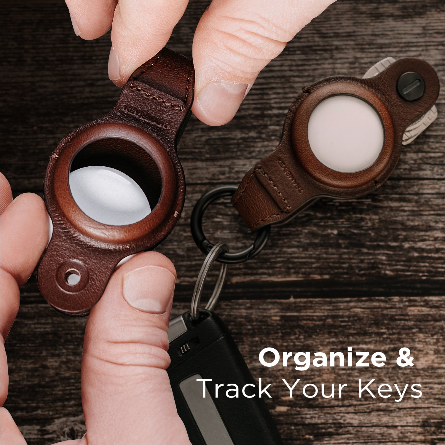 KeySmart® Air Leather | Compatible With Apple Airtag | Organize Up To 5 Keys