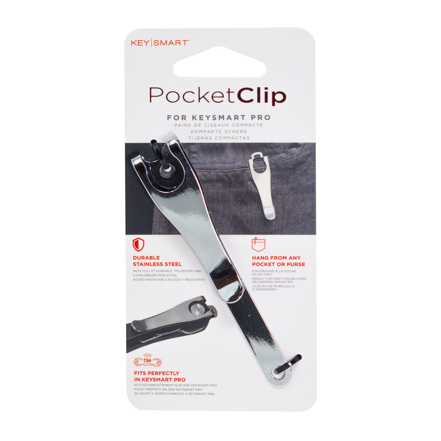 Deep Carry Pocket Clip | Keep Your KeySmart in Place | Stainless Steel