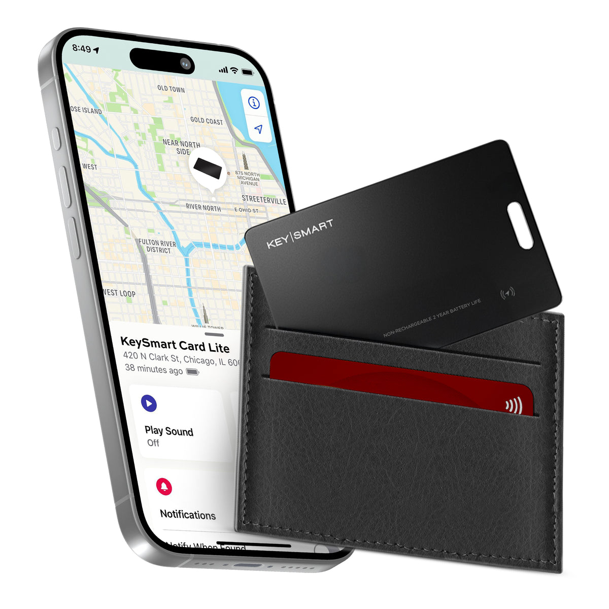 KeySmart® SmartCard Lite | Works With Apple Find My App | 2 Year Battery