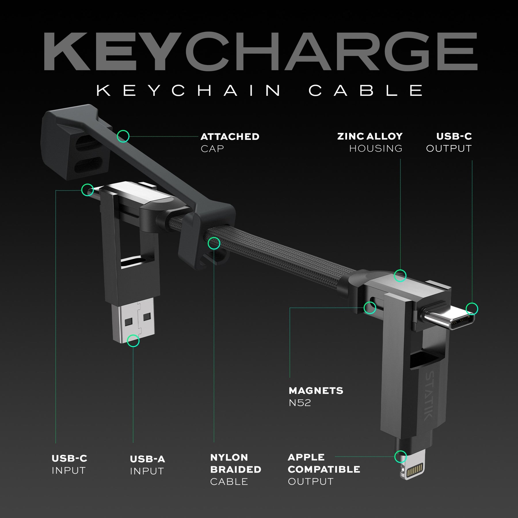 Statik® KeyCharge | Universal On-The-Go Charging Cable