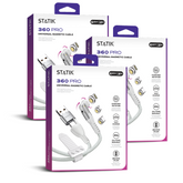3 Pack Statik® 360 Pro White | 100W Universal Charge & Data Cable | 6ft | Multipack