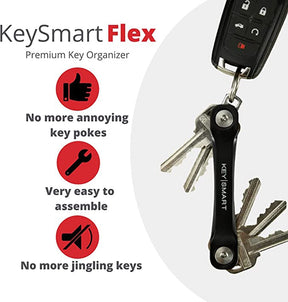 KeySmart Flex - der kompakte Schüsselhalter und Anhänger-Organizer (bis zu  8 Schlüssel, Schwarz) : : Fashion