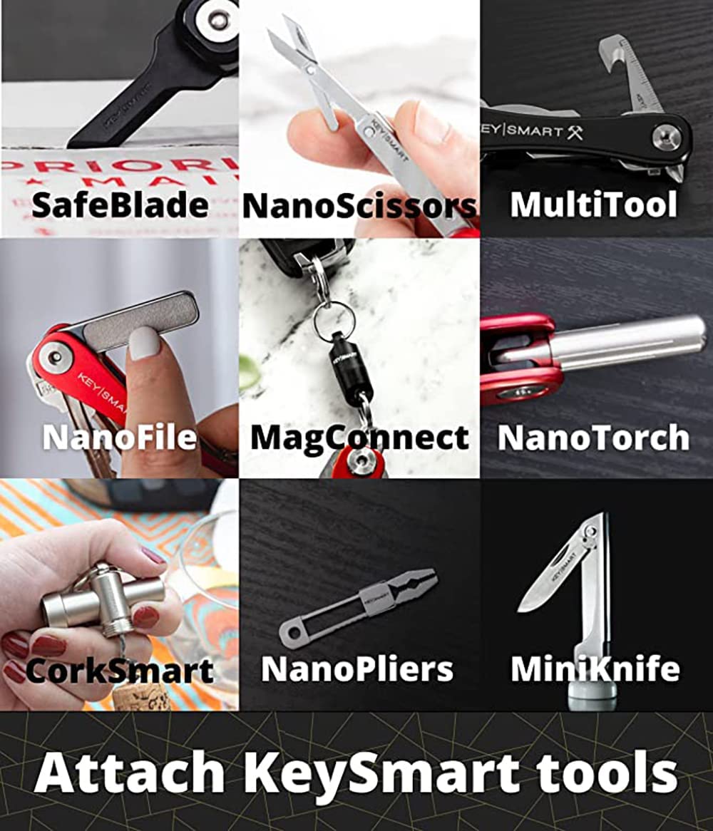 KeySmart Flex - der kompakte Schüsselhalter und Anhänger-Organizer (bis zu  8 Schlüssel, Schwarz) : : Fashion