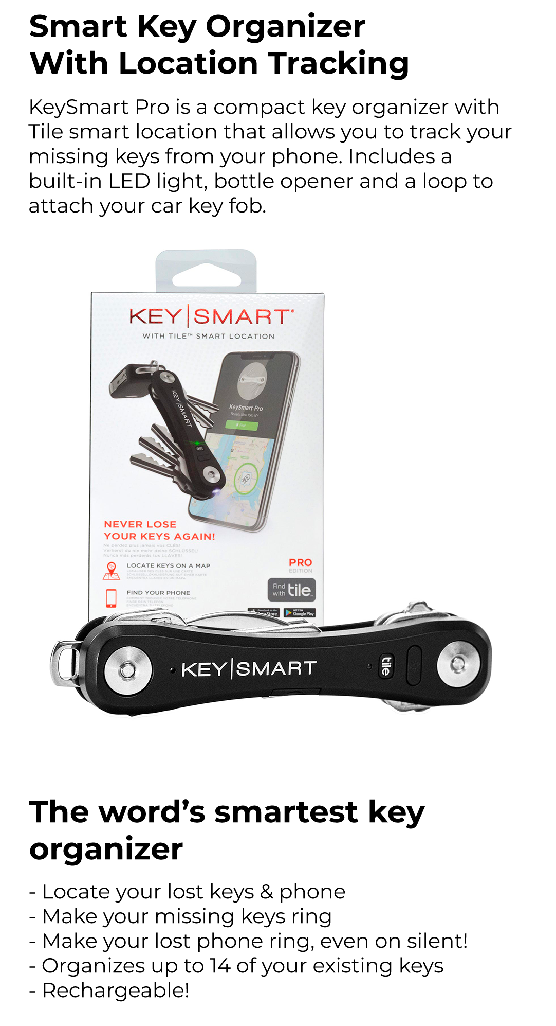 KeySmart Pro with Tile Smart Location Tracking