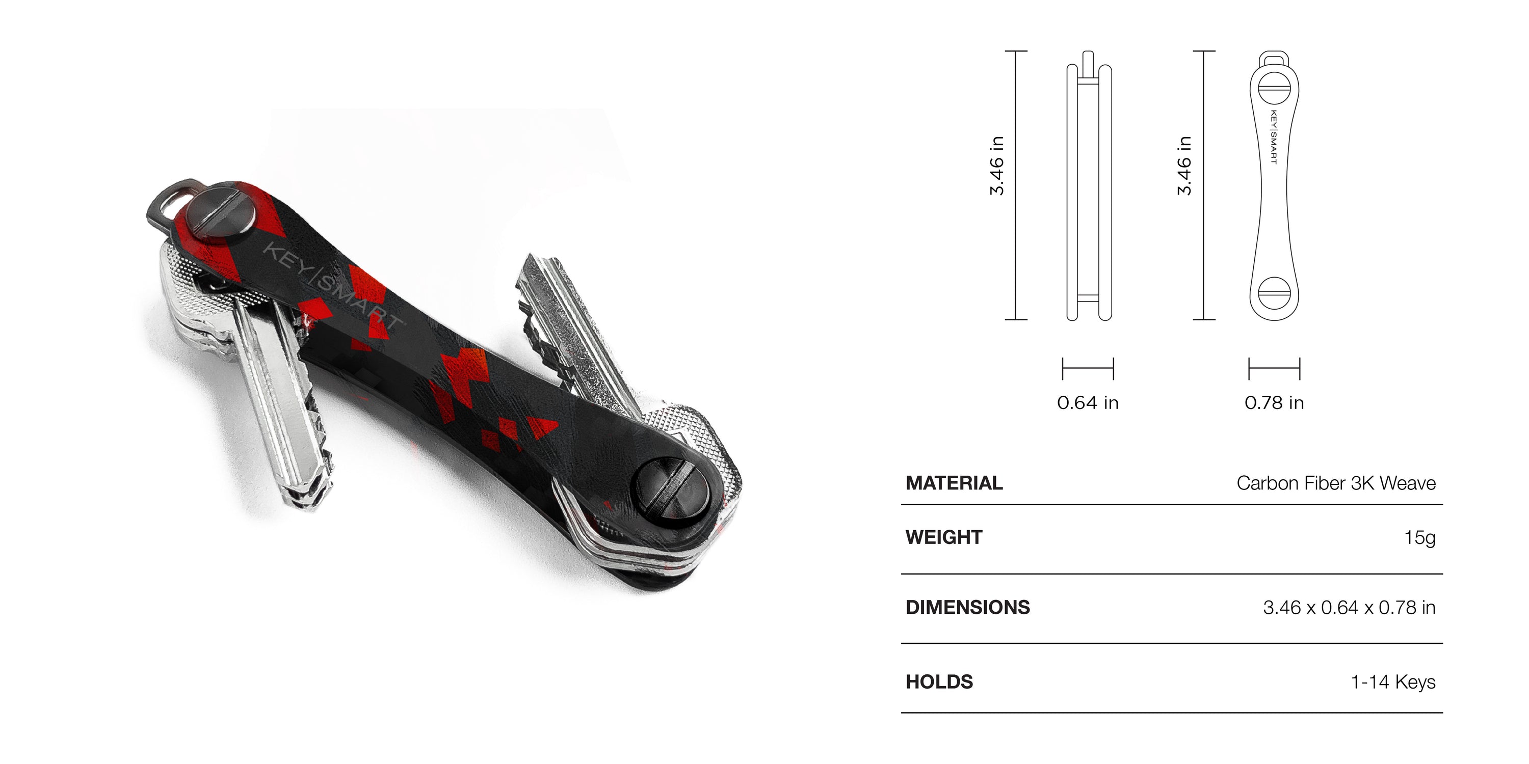 KeySmart® Red Forged Carbon