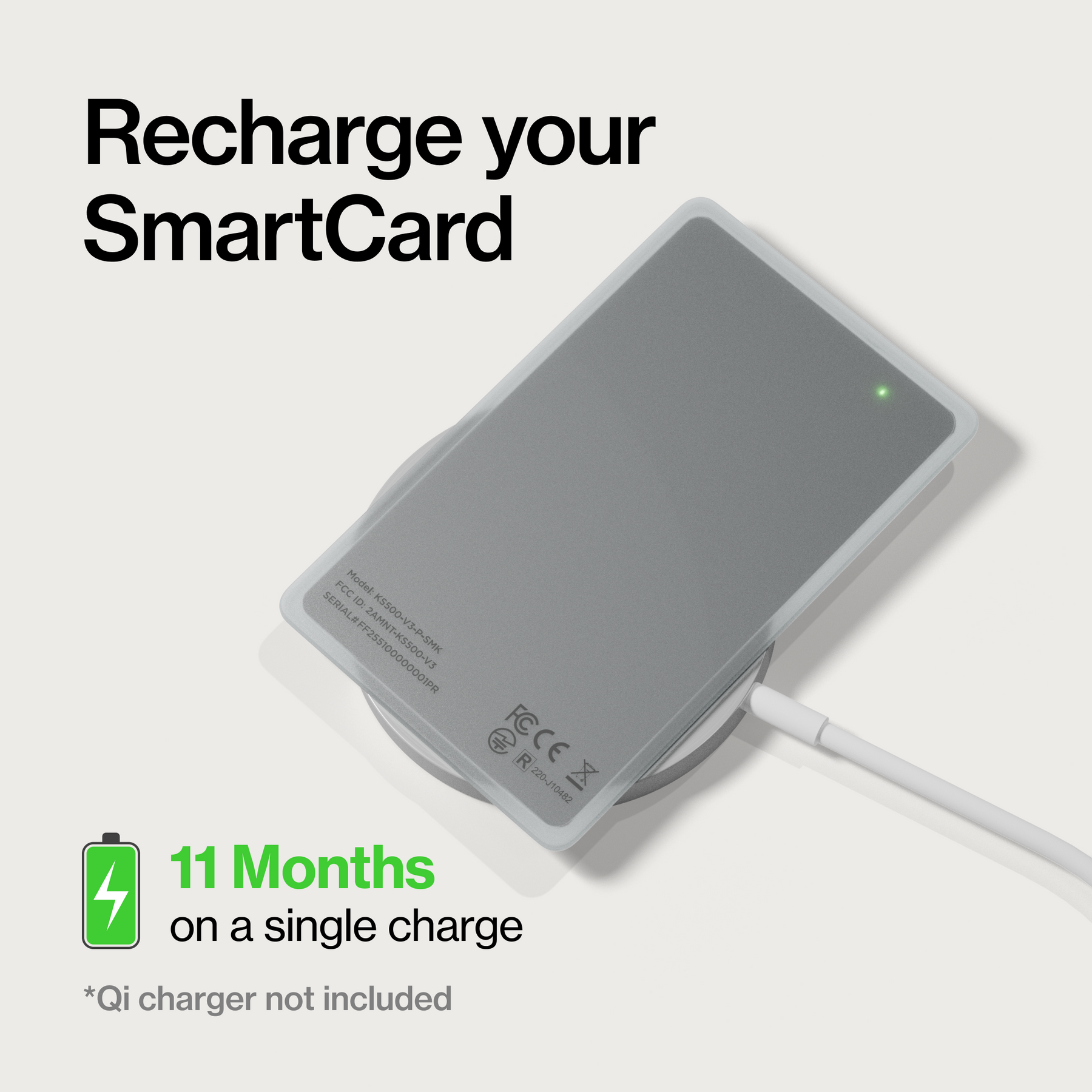 SmartCard Ghost (Gen 3) | Works With Apple Find My & Android Find Hub  | Wireless Charging