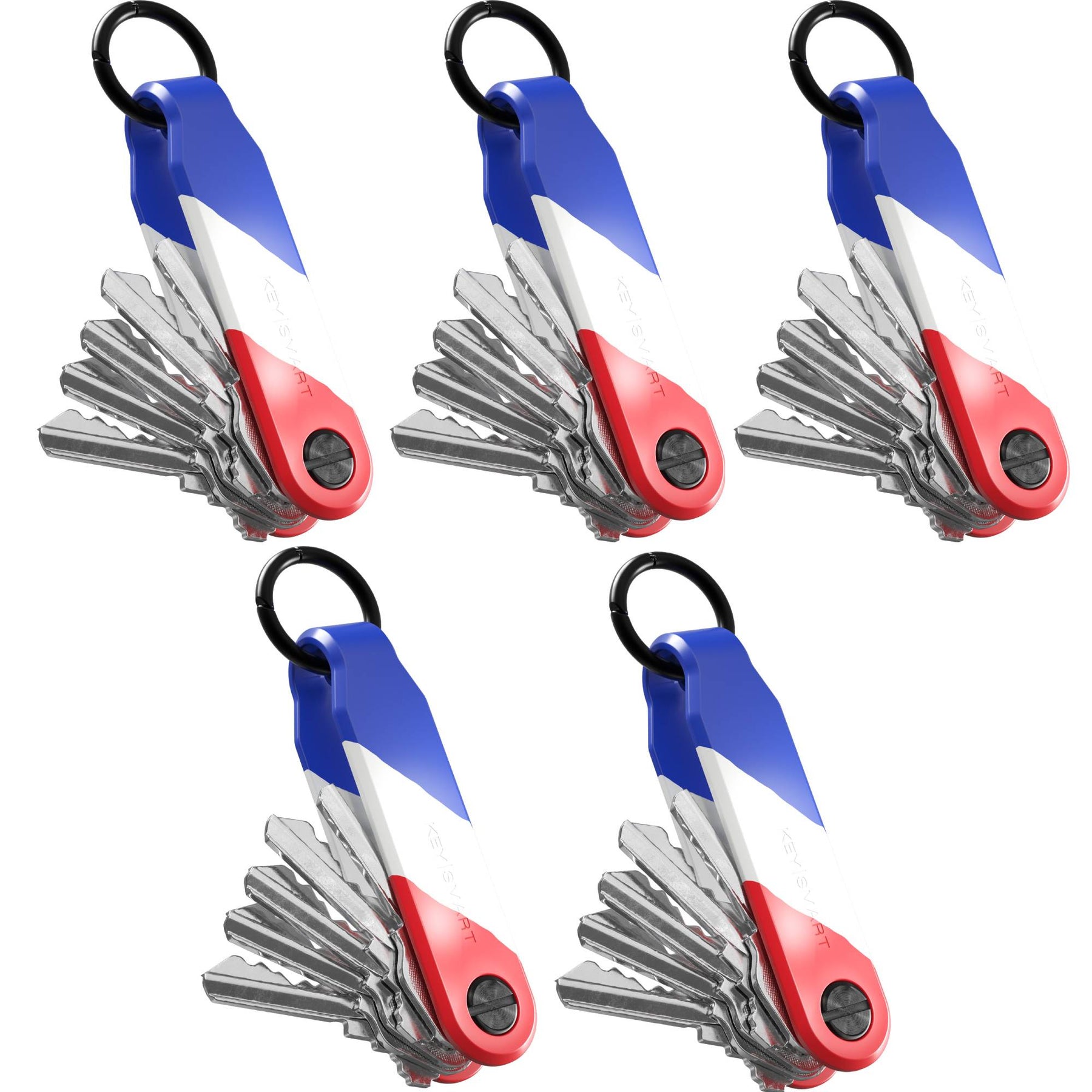 5 Pack Keysmart® Loop USA Stripes | Key Holder With Locking Screws | Organize Up To 5 Keys | Multipack