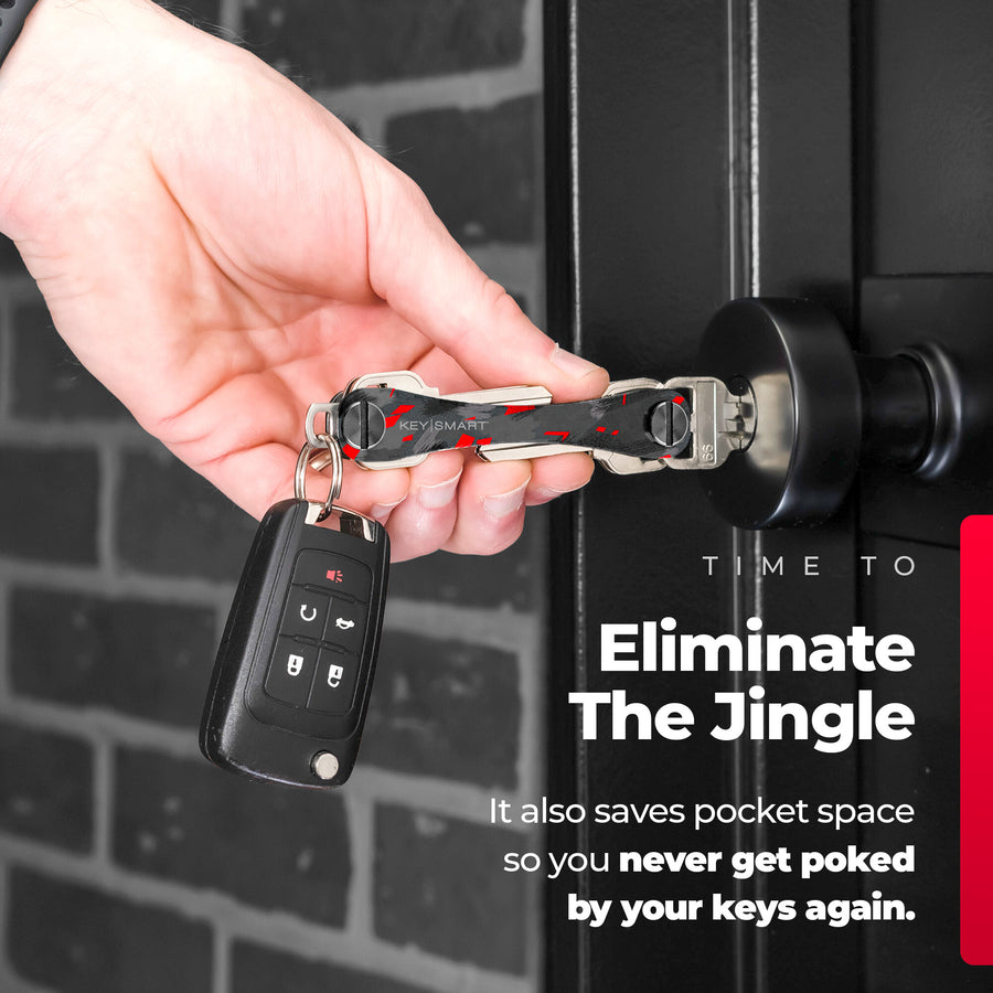 KeySmart Classic Red Forged Carbon | Original Compact Key Organizer
