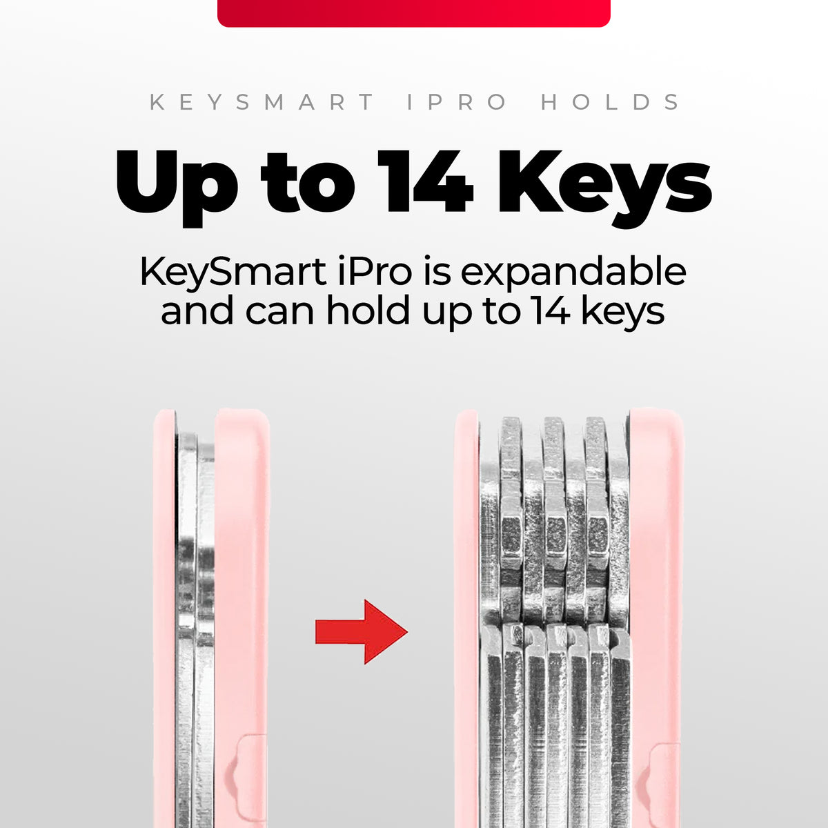 KeySmart® iPro Rose Gold | Works With Apple Find My Network | holds Up to 14 keys