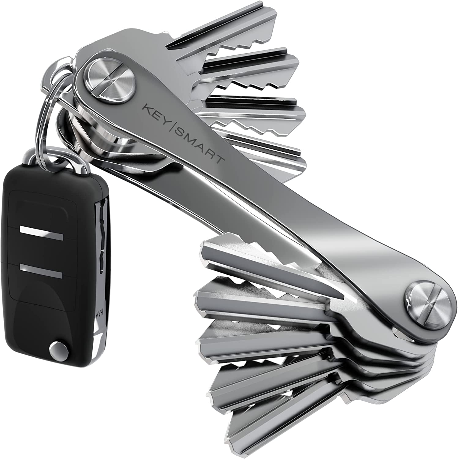 KeySmart Classic | Compact Key Holder and Keychain Organizer (2-14 Keys,  Red)