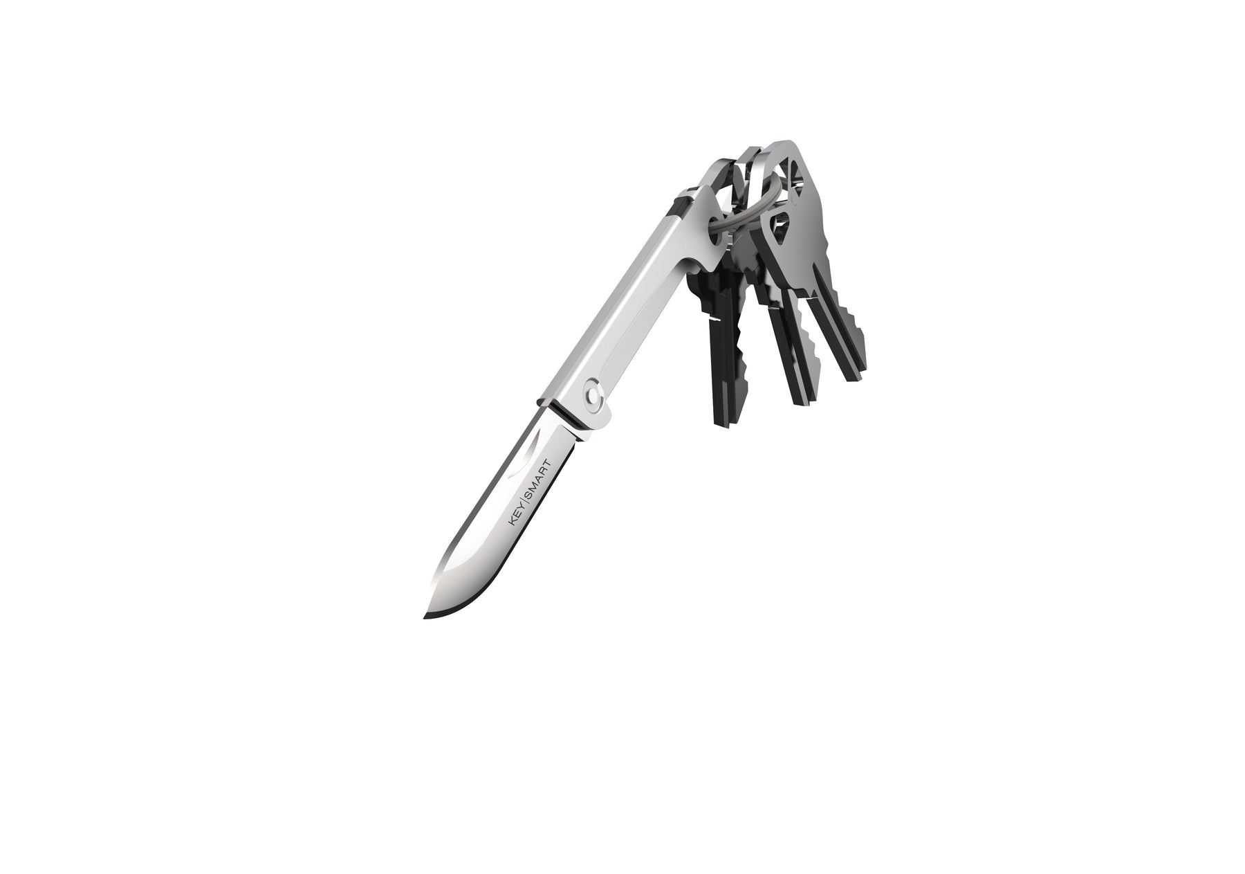 KeySmart Mini Knife - Keychain Pocket Knife, Compact Folding BOC Cutter  with Stainless Steel, Add-On Accessory (Silver) 